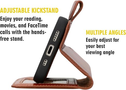 Blackbrook for iPhone 16 Pro Case with Card Card ، Carter Full Grain Leather ، 2-in-1 folio flip for Magsafe Wireless Charging ، RFID Forcing ، 4 فتحات بطاقة ، متوافقة مع iPhone 16 Pro in Kuwait