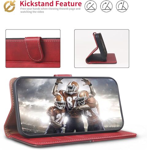 لـ Moto G Stylus 5G 2025 Case Wallet ، Flip Case RFID حظر بطاقة الائتمان حامل بطاقة Magnetic Stand TPU مقاوم للصدمة متوافق مع Moto G Stylus 5G 2025 ، Red Brown in Kuwait