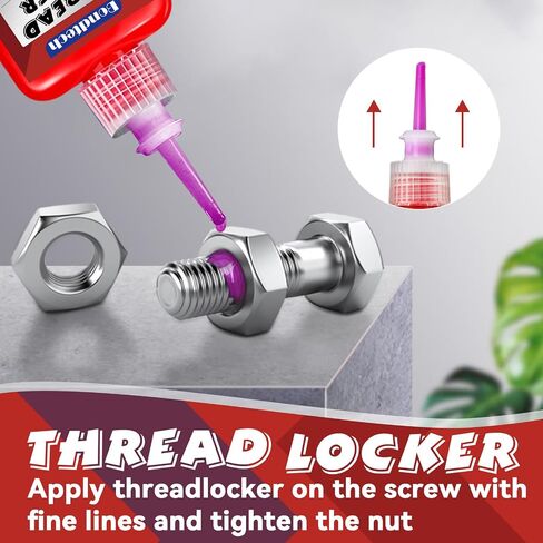 Threadlocker Red، خزانة خيط عالية القوة 50 مل، مشابك معدنية للقفل والختم، خيط يصل إلى 1 بوصة، غراء لولبي ثابت in Saudi Arabia