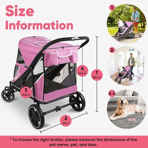 Petbobi Dog Stroller for Medium Dogs - Easy Fold Dual Entry Pet Stroller with One-Foot Brake, All Terrain Wagon Cart with Large Air Mesh, Ideal for Large Senior Pets up to 80 lbs, Green in Saudi Arabia