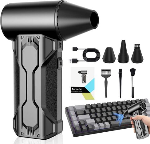 Electric Compressed Air Duster Rechargeable, 180,000RPM Cordless Computer Air Blower Duster for Pc & Electronics, 3-Gear Mini Air Blower Jet Turbo Fan for Car, Home, Office, Keyboard, Outdoor in Saudi Arabia