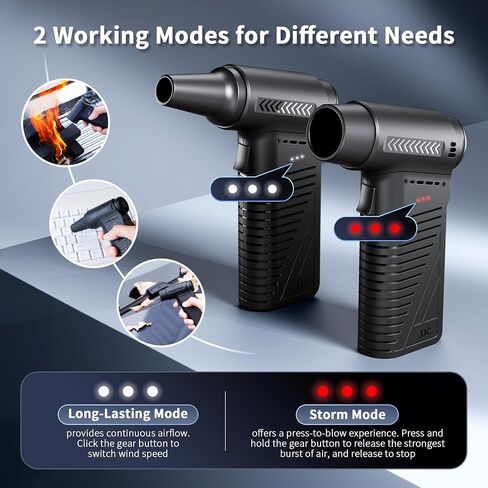 jjc electric compressed air duster ، 105000 دورة في الدقيقة ، مسدس منفاخ هواء محمول مع محرك بدون فرش ، و 4-gear قابلة للتعديل ، قابلة لإعادة الشحن المكبر للهواء اللاسلكي مع مرشح التنظيف لكاميرا كمبيوتر لوحة المفاتيح نظيفة in Saudi Arabia