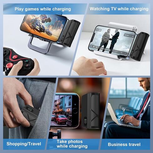 Portable Charger Power Bank 5000mAh مع الكابلات المدمجة ، شحن سريع PD20W ، المنافذ المزدوجة (Type-C و Apple المتوافقة) ، تصميم مضغوط للسفر والتنقل (أسود) in Saudi Arabia