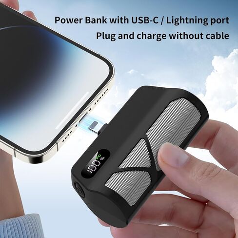 Portable Charger Power Bank 5000mAh مع الكابلات المدمجة ، شحن سريع PD20W ، المنافذ المزدوجة (Type-C و Apple المتوافقة) ، تصميم مضغوط للسفر والتنقل (أسود) in Saudi Arabia