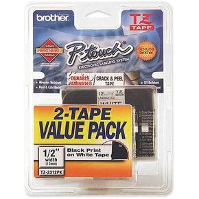 Brother TZE-2312PK 1/2" Black on White 2 Pack Label Tape