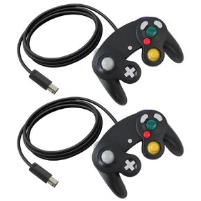 USonline911 2pcs Wired Gaming Controller Gamepad Joystick Fit for Nintendo GameCube, Classic Controller Fit for Wii U (Red & Blue)