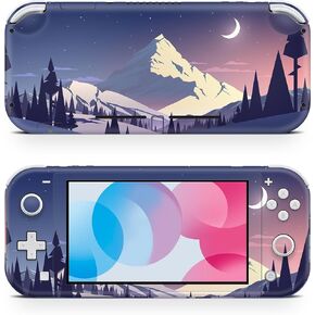 ZOOMHITSKINS Switch Lite Accessories, Compatible for Switch Lite Skin, Winter Nature Art Purple Navy Pink White Snow Mountains, 3M Vinyl, Durable & Fit, Easy to Install, Made in The USA
