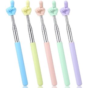 5 Pcs Telescopic Teachers Pointer, Extendable Hand Pointer Stick, Mini Retractable Classroom Pointers for Teachers Presenters and Educators (Blue+Green+Yellow+Pink+Purple)