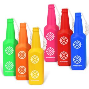 OPS Reactive Shooting Targets Shatterproof Plastic Bottle to All Caliber, Indoor and Outdoor Range Shooting Targets, Bright Colors with Hanging Rope, Target Practice, 6 Pack