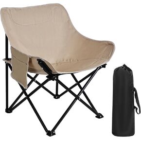 MICKYU Portable Folding Camping Chair, Heavy Duty 330 lbs Capacity, Steel Frame with 600D Oxford Fabric