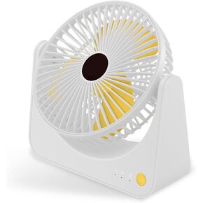 Gonetre USB Small Desk Mini Rechargeable Fan Quiet Operate Portable Desktop for Home Office (White)