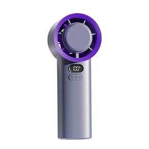 USB Rechargeable Mini Cooling Fan Handheld Desktop 5000mAh Battery 100-Level Infinite Speed Adjustment LCD Display Power Wind Speed Turbo Boost Technology, Blue