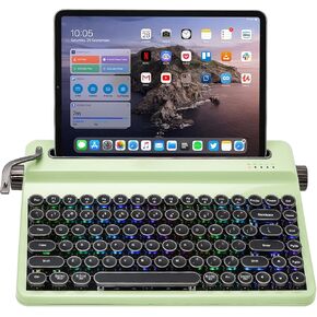 YUNZII QL75 Wireless Typewriter Hot Swap Retro Mechanical Keyboard,Punk Round Keycaps,RGB Backlit QMK/VIA Programmable,Multi-Device Keyboard with 2.4GHz/Type-C/BT5.0 (Pink, Cocoa Cream V2 Switch)