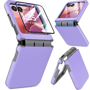 for Motorola Razr 2024/2025 Case, for Moto Razr 2024/2025 Phone Case [Screen Protector][Hinge Protection] – Dual-Layer Slim Cover with Soft TPU & Hard PC, Anti-Scratch Shockproof Cover - Black