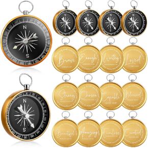 36 Pcs Christian Engraved Bible Verses Compass Gifts Bulk Religious Hiking Compass for Men Vintage Church Keepsakes for Sunday School Teacher First Communion Pastor