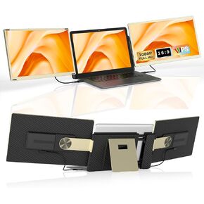 Laptop Screen Extender Triple Monitor - 14 inch Portable Monitor FHD 1080P Attachment Extended for Laptop Extra Screen Compatible with Windows Mac Travel Work Fits 13-17" Laptops