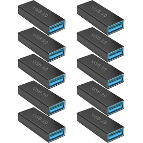 BETU USB Female to Female Adapter 5 Pack, Type A 3.0 Female to Female 3.0 Cable Coupler, High Speed USB Extension Connector, Suitable for Connecting Two Male Ends Cable