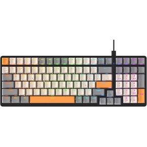 Mechanical Keyboard Spanish Gamer K3, RGB Mechanical Gaming Keyboard with Ñ, with 10 RGB Lighting Effects, 98 Anti-Ghosting Keys, Ergonomic, Keyboards for PC/Mac/Tablet (Combo Grey/Swich Blue)