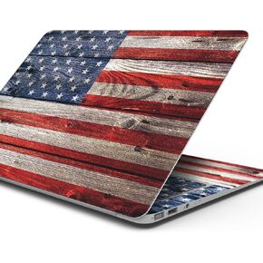 Compatible with MacBook Air 15" M3 (A3114) - Skin Decal Protective Scratch Resistant Vinyl Wrap - Wooden Grungy American Flag