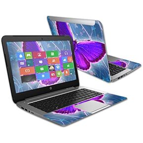 MightySkins Skin Compatible with HP Stream 14" (2015) Laptop Cover wrap Sticker Skins Violet Butterfly