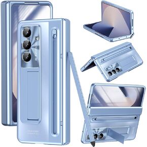 for Samsung Galaxy Z Fold 7 Case with S Pen Holder & Stylus Pen, Z Fold7 Full Coverage Phone Case with Kickstand HD Screen Protector Anti-Scratch Stand Protective Cover for Z Fold 7 White