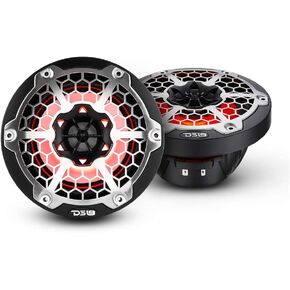 DS18 HYDRO NXL -6M/BK - زوج مكبر صوت مشوي شواء شواء متخلف - مكبر صوت ثنائي الاتجاه مع أضواء RGB متكاملة - نظام الصوت 300 وات - مكبرات صوت مقاومة للماء - 6 بوصات ، أسود (متجدد)