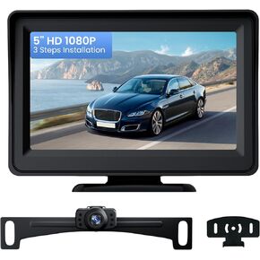 5'' HD 1080P Backup Camera, Backup Camera for Car, Reverse Rear Camera with Night Version 130° Wide Angle, Waterproof, Strong Signal for Car, Van, Truck, Trailer