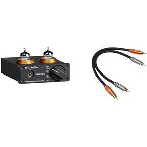 Fosi Audio 2RCA to 2RCA Cable 0.9Ft(0.3m) and Box X2 Phono Preamp for MM Turntable
