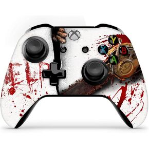 ZOOMHITSKINS Controller Skin Compatible with X1 S and X1 X, Vinyl Sticker Technology, Horror Chainsaw Blood Stain White Red Wall, Durable, 1 Skin, Made in The USA