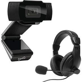 كاميرا ويب SC-942WCH Pro HD وسماعات الرأس الاستريو ، كاميرا ويب عالية الدقة 1080 بكسل ، صوتية واضحة للفيديو ، الراحة القابلة للتعديل ، التوصيل والتشغيل التوافق مع Zoom & Teams في المكتب المنزلي ، المدرسة
