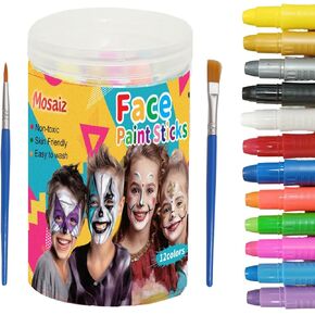 مجموعة طلاء الوجه للأطفال من موسايز، مجموعة طلاء الوجه المائي، 24 لونًا، عصي طلاء قابلة للدوران وقابلة للغسل للمهرجانات وأعياد الميلاد والهالوين، ومستحضرات تجميل وطلاء الجسم للبالغين in Kuwait