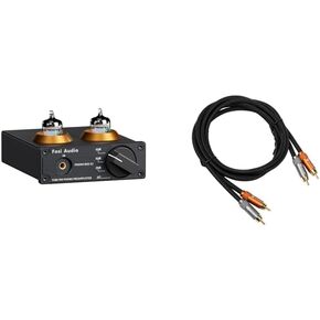 Fosi Audio 2RCA to 2RCA Cable 3.9Ft(1.2m) and Box X2 Phono Preamp for MM Turntable