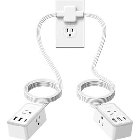 NTONPOWER Double Extension Cord 12 FT, Twin Extension Cord with 6ft Extension Cord on Each Side 3 Widely Outlets, Extension Cord Splitter for Home Office Dorm Room
