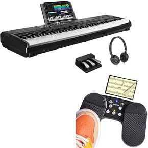 Strich 88 Keys لوحة مفاتيح مرجحة مع دواسة الاستدامة ، SPT-10 PAGE PAGE TURNER PEDAL لأجهزة iPad لأجهزة iPad الهواتف الذكية منصات الوسائط المتعددة
