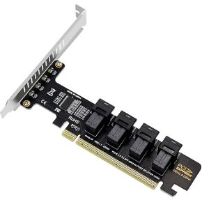 PH49 PCIe4.0 X16 to 4-Port U.2 NVME SFF-8643 SFF-8639 Expansion Card Support X4 X8 X16 Slot Motherboard with PCIE Split Function (Full Height)