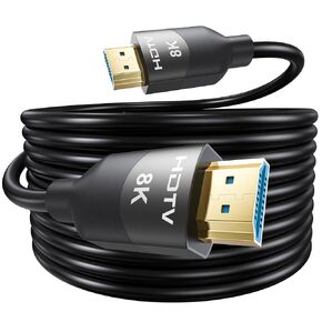 8K HDMI 2.1 Cable 15 FT, In-Wall CL3 Rated HDMI 2.1 Cord, Support 8K@60Hz, 4K@120Hz, HDR10+, eARC, SBTM, VRR, QFT, ALLM, 3D, HDCP 2.3 for TV, Monitor, Computer, Laptop, PS5, Xbox, Projector, Soundbar