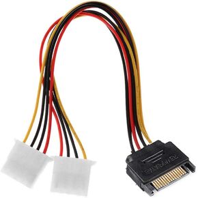 Blacell 6 "Sata 15-Pin Male to Dual 4-Pin Molex Female Y Splitter ، 308977