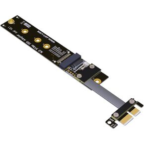 JMT M.2 M Key NVMe SSD to PCI-e PCIe x1 Adapter Riser Card PCIe 4X to 1x Extension Cable Flexible Flat Cable PCI Express 1x Gen3.0 R14SF (15cm)