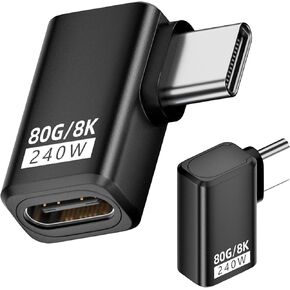 240W 80GBPS USB C ADAPTER ، Thunderbolt 5 USB C ADAPTER ، 90DEGREE TYPE C MALE إلى Extender 8K@60Hz ، 120GBPS عرض عرض الفيديو ، للهاتف 15/16 ، VR ، التلفزيون ، الكمبيوتر المحمول ، carplay-2pack (الزاوية اليمنى) in Kuwait