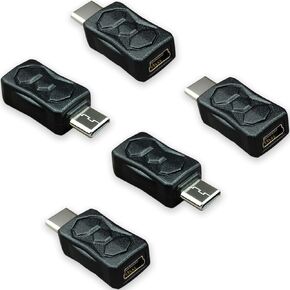 Mini USB to Type C Adapter: 5 Pack Mini-USB Female to USB C Male Adapters for Old USB Cable to Compatible with USBC Devices