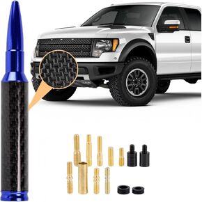 ألياف الكربون 50 Cal Bullet Hougerenna يناسب GMC Sierra Chevy Silverado 1500 Dodge Ram Jeep Ford Ford Raptor Bronco Assories ، Universal Truck Houder (Silver + Carbon Fiber)