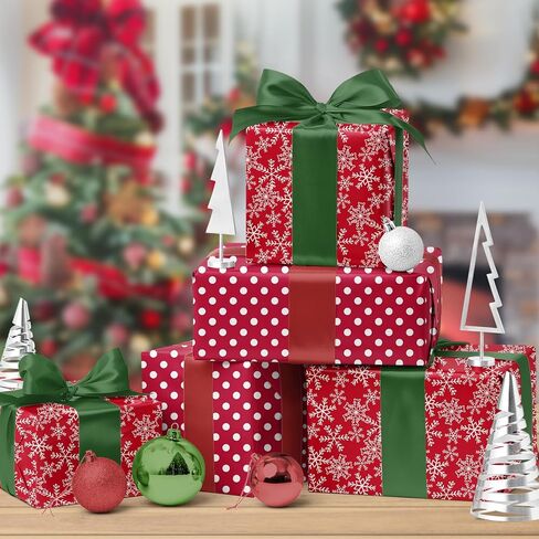 LaRibbons Vintage Santa Foil Christmas Wrapping Paper, Candy Cane Stripe in Kuwait