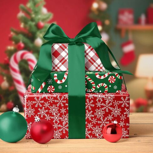 LaRibbons Vintage Santa Foil Christmas Wrapping Paper, Candy Cane Stripe in Kuwait