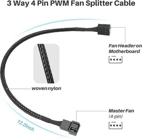 2 Pack 4 Pin PWM Splitter Cable 12Inch in Kuwait