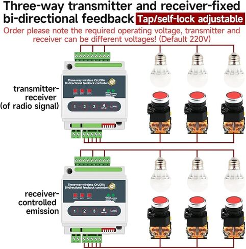 Wireless Remote Control IO Module PLC Remote Control Switch Bidirectional Feedback DC12V 24V AC220V 380V(4-Way,12V) in Saudi Arabia