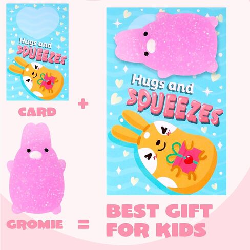joyin 28 حزم بطاقات هدية عيد الحب مع هدية لطيف kawaii موتشي لعبة اسفنجي للضغط على تخفيف التوتر لعبة تململ موتشي لعب اسفنجي للأطفال، وجوائز تبادل الفصول الدراسية عيد الحب لعبة صالح الطرف in Saudi Arabia