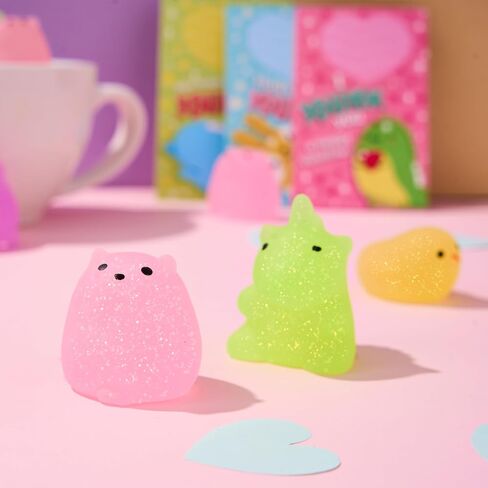 joyin 28 حزم بطاقات هدية عيد الحب مع هدية لطيف kawaii موتشي لعبة اسفنجي للضغط على تخفيف التوتر لعبة تململ موتشي لعب اسفنجي للأطفال، وجوائز تبادل الفصول الدراسية عيد الحب لعبة صالح الطرف in Saudi Arabia