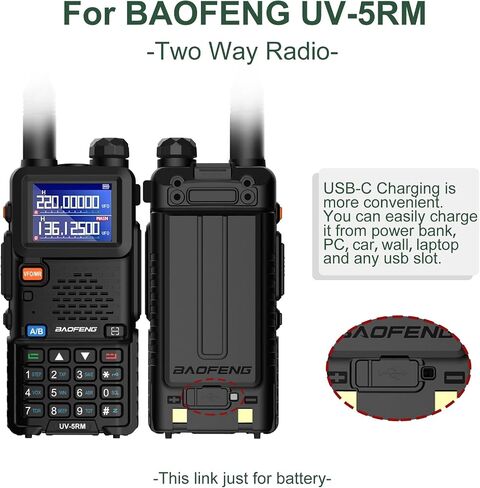 Baofeng 2 Packs UV-5RM Battery 2500mAh USB-C شحن بطارية Li-ion بديل UV-5G Plus لـ GM-5RH Radio 7.4V مع منفذ Type-C مع كابلات USB-C in Saudi Arabia