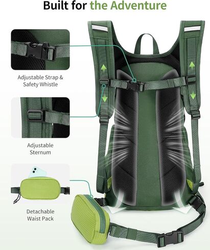 ECOHUB Hydration Backpack for Men Women, 20L Lightweight Hiking Daypack Cycling Backpack with 2L Water Bladder, Insulated Hydration Pack with Waist Pack in Kuwait
