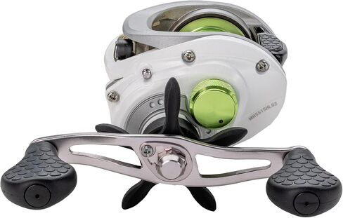 Lew’s MACH 1 SS Baitcast Fishing Reel, 7+1 Bearings, Graphite Frame and Sideplate, Shallow Spool, Multi-Setting Brake, Combat Grips, White/Gray/Green in Saudi Arabia